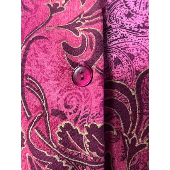 Koret Women 8 Pink Burgandy Floral Blazer Jacket Velour Burn out Career VTG - Picture 6 of 15